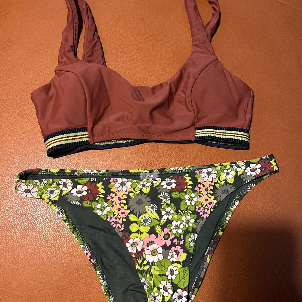 Aerie Bikini floral brown